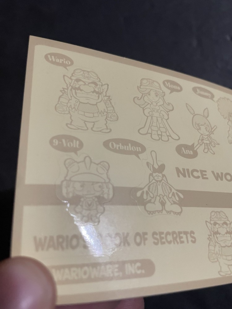 Wario Ware GBA Sticker Sheet Insert