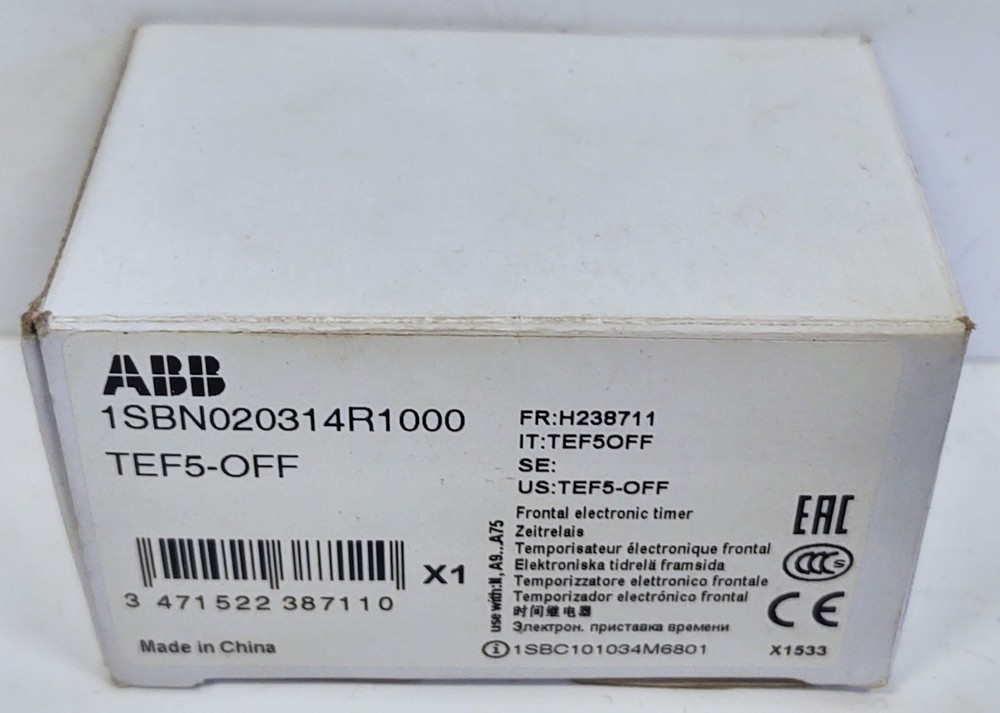 ABB 1SBN020314R1000 TEF5-OFF Delay Off Frontal Electronic Timer