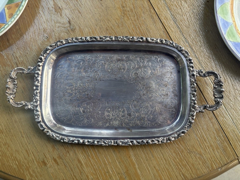 Vtg Crescent Silver Tray