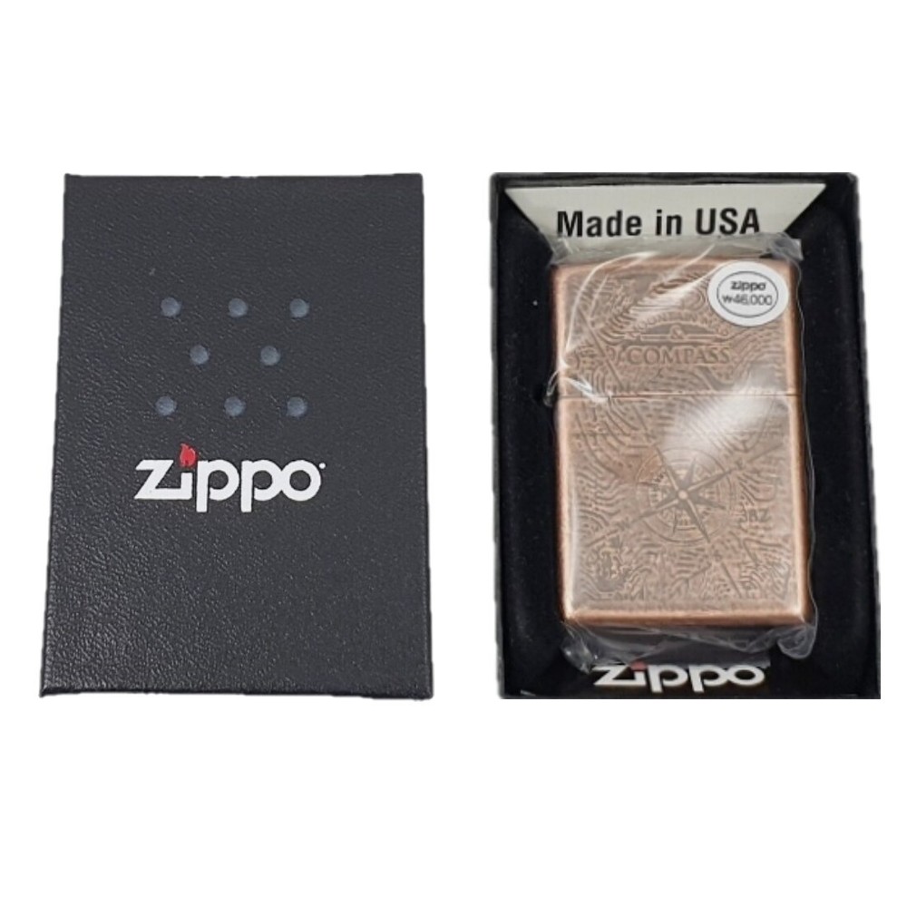 Zippo Lighter Compass CA Korea Unique Design 📌 Genuine Windproof Engraved