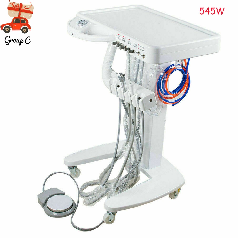 Portable Mobile Dental Delivery Unit System Cart Treatment Compressor 4-Hole USA