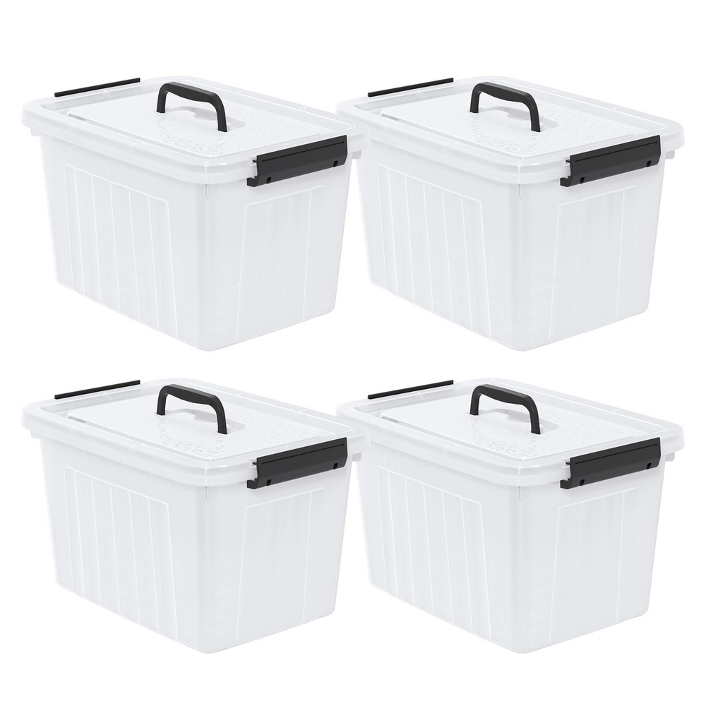 Knifefish 4-Pack Clear Plastic Storage Containers, 18L Medium Bins