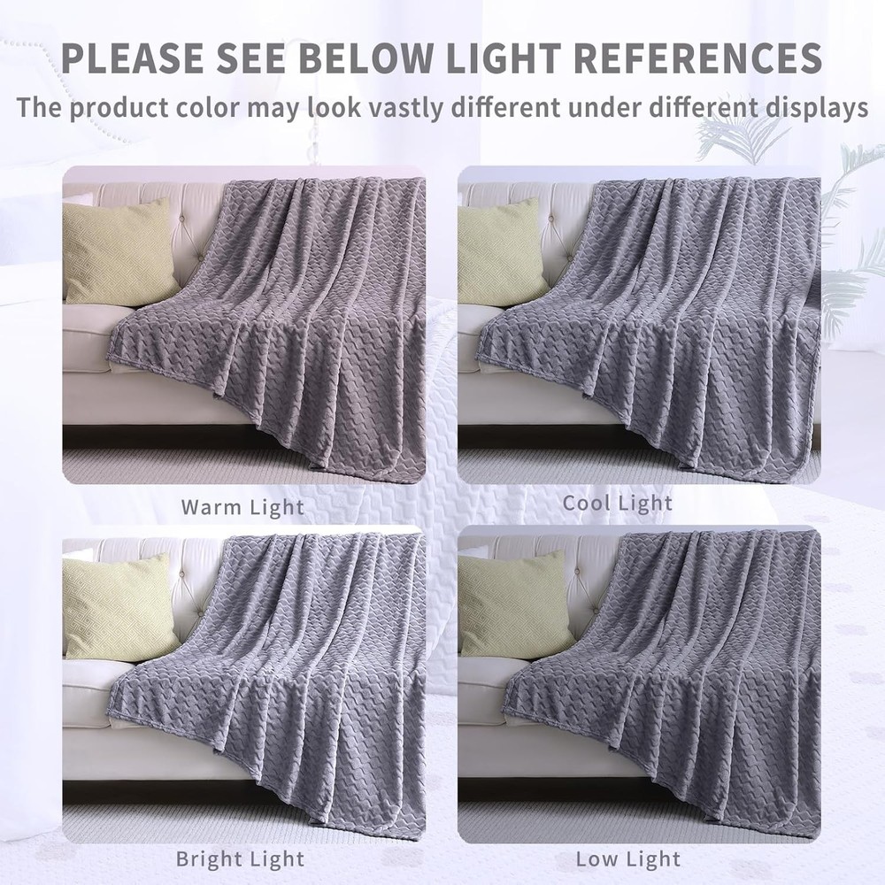 Super Soft FleeceThrow Blanket Velvet Wave Pattern Lightweight Cozy Flannel