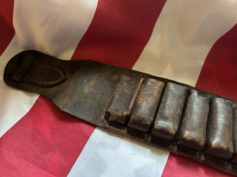 Antique leather old West bullet ammo belt