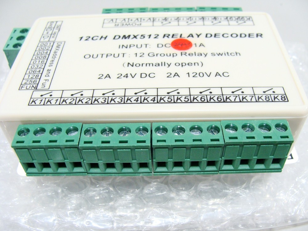 DMX Relay Switch Decoder DMX512 12ch LED Lighting Controller 24v 1A Normal Open