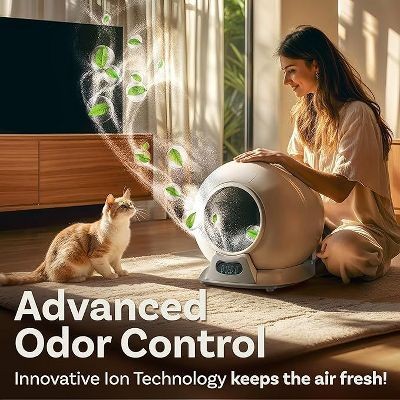PETCOVE SELF-CLEANING AUTOMATIC LITTER BOX - WHITE / GRAY