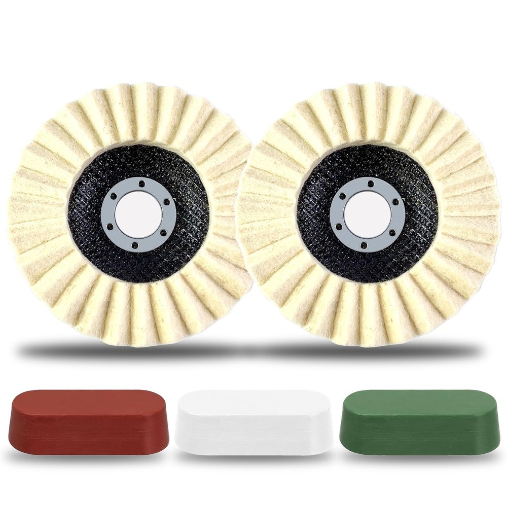 5 Pcs Angle Grinder Polishing Kit Include 2 Pcs Wool Felt Flap Polishing Disc...