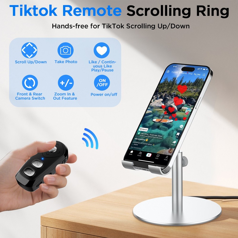 Wireless Camera Remote Control Shutter with Front/Rear Camera Switch Clicker