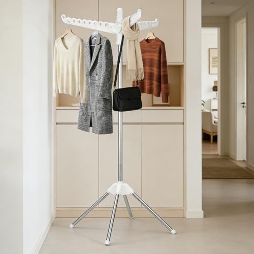 Rotatable and Foldable Clothes Drying Rack 59 Inch Laundry Drying Tree with 27