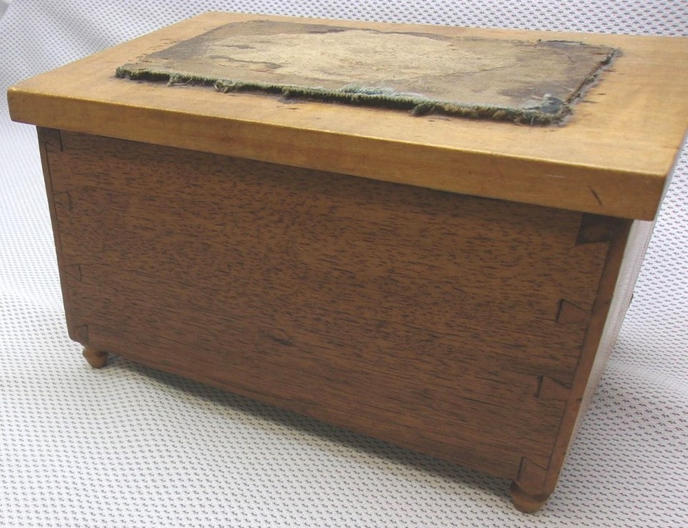 ANTIQUE WOODEN SEWING BOX, Light Multi Compartment
