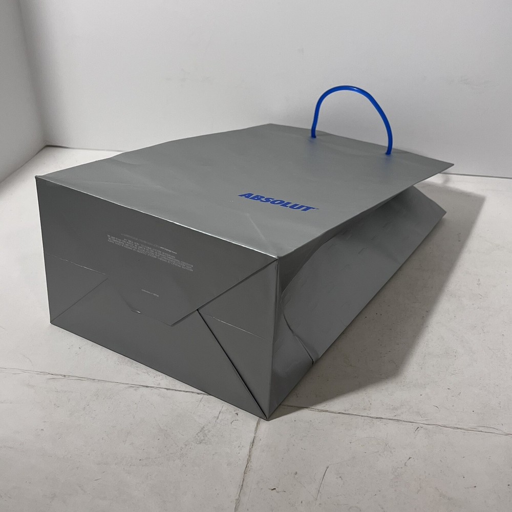 Absolut Vodka Gift Bag silver grey with blue handles