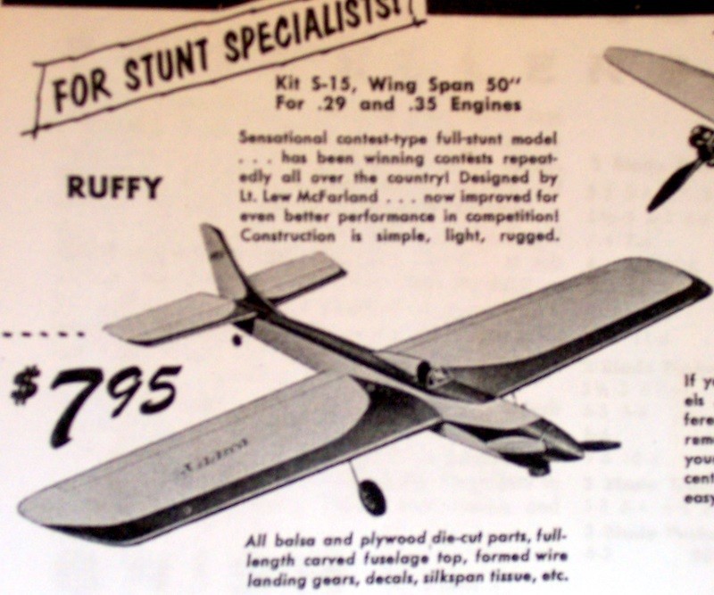 McFarland's RUFFY PLAN + CONSTRUCTION ARTICLE for 50" UC Stunt Model Airplane