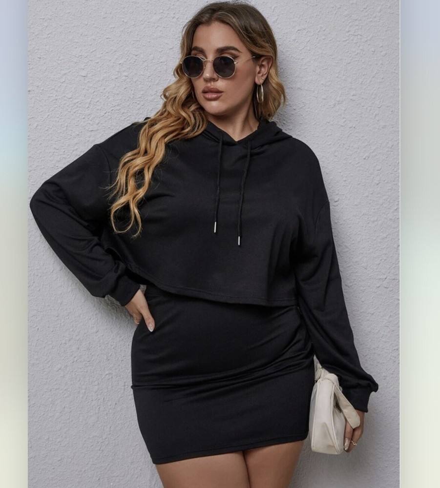 Drop Shoulder Drawstring Hoodie & Skirt size 14
