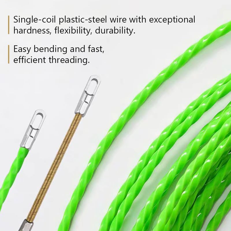 49FT Fish Tape Wire Puller & Threader with Steel Rope Cable Fastener