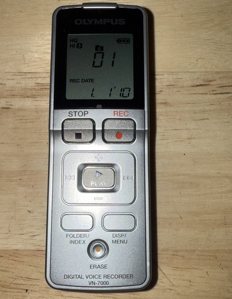 Olympus Silver Digital Voice Recorder VN-7000 Handheld LCD Screen Tested Working