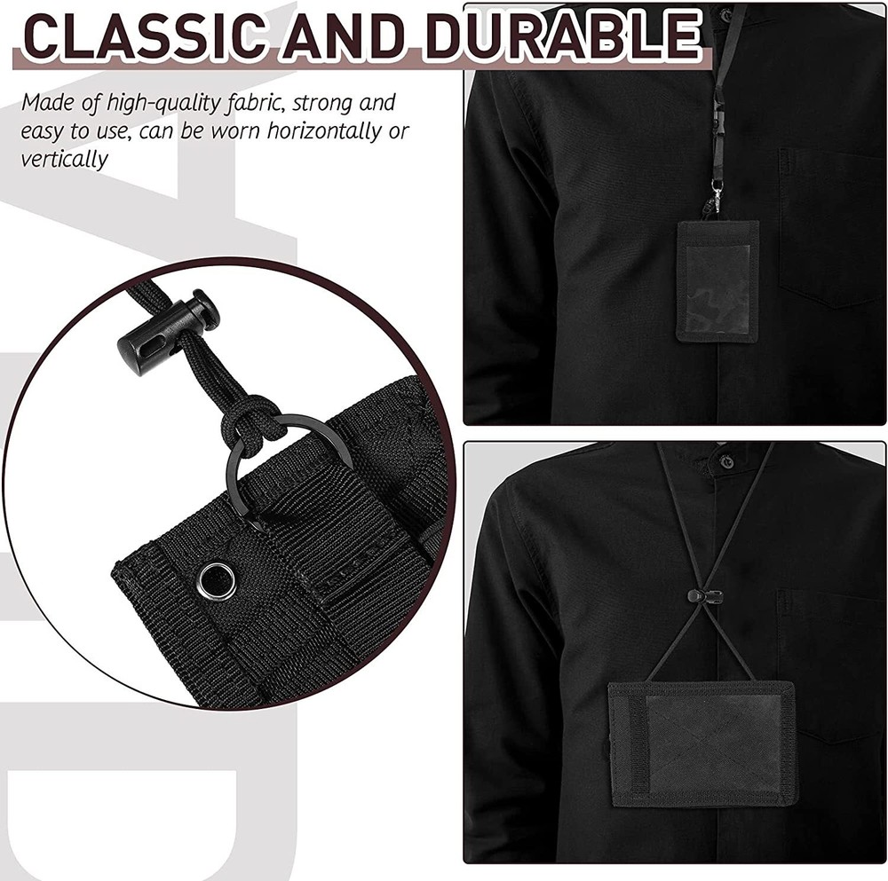 Tactical ID Card Holder Organizer with Neck Lanyard Hook&Loop Patch Badge Holder