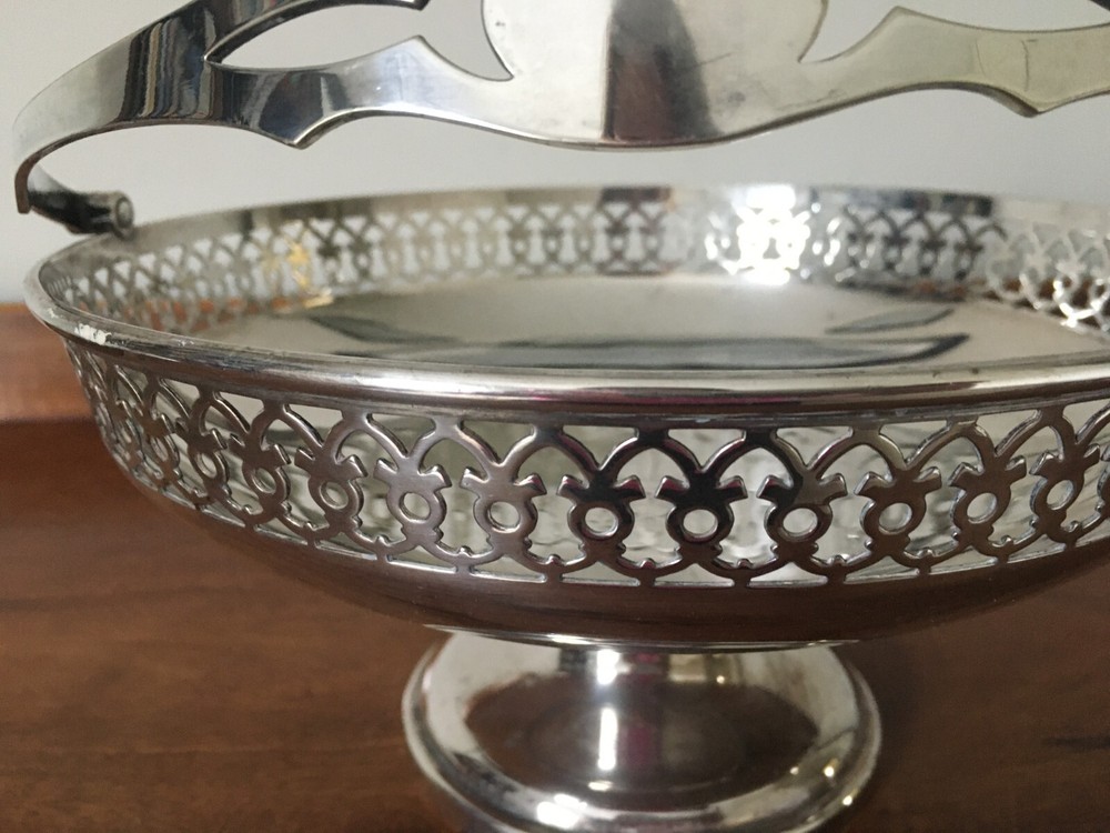 Walker and Hall Silver Plated Swing Handled Footed Basket - 1925