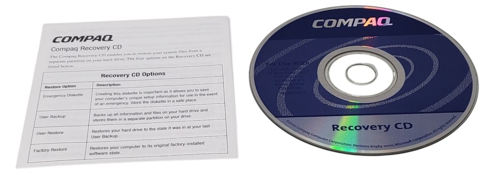 Compaq Recovery CD 191441-003 Windows PC 2000
