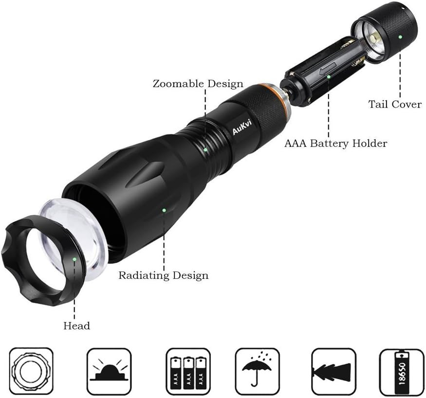2 Pcs Powerful Red LED Flashlight - Long Range Red Hunting Light Torch, Zoombale