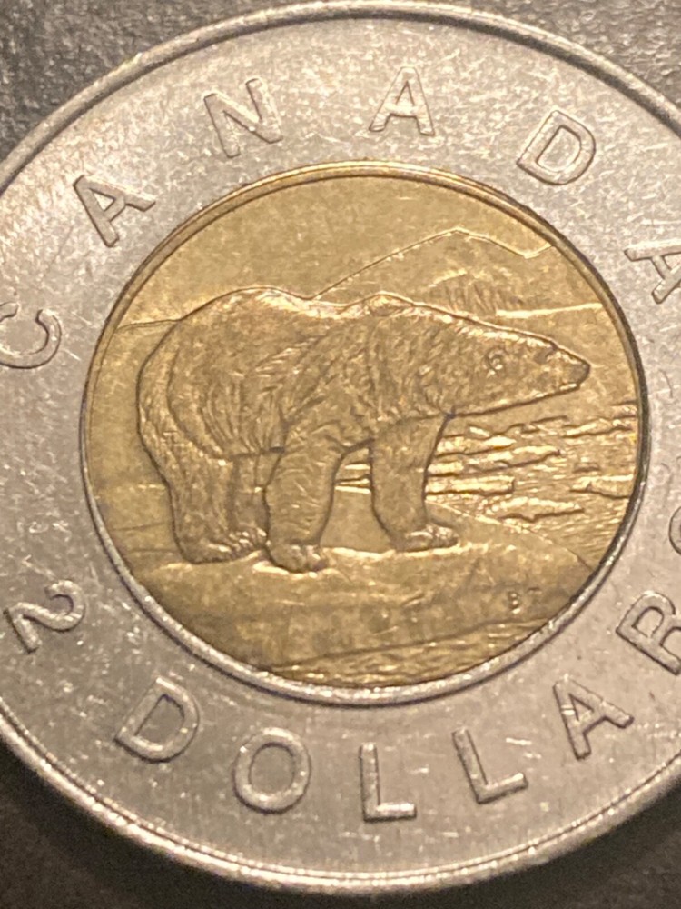 1996 Canada $2 Dollars Off Center Error
