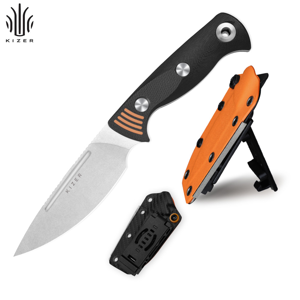 Kizer Ewanki 3 Fixed Knife AEB-L Willow-leaf Blade G10 Handle + Sheath 1099A1