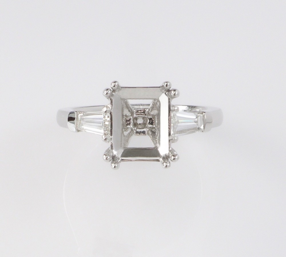 Emerald Baguette Diamond Engagement Ring Setting - Platinum | VS | Double Prong