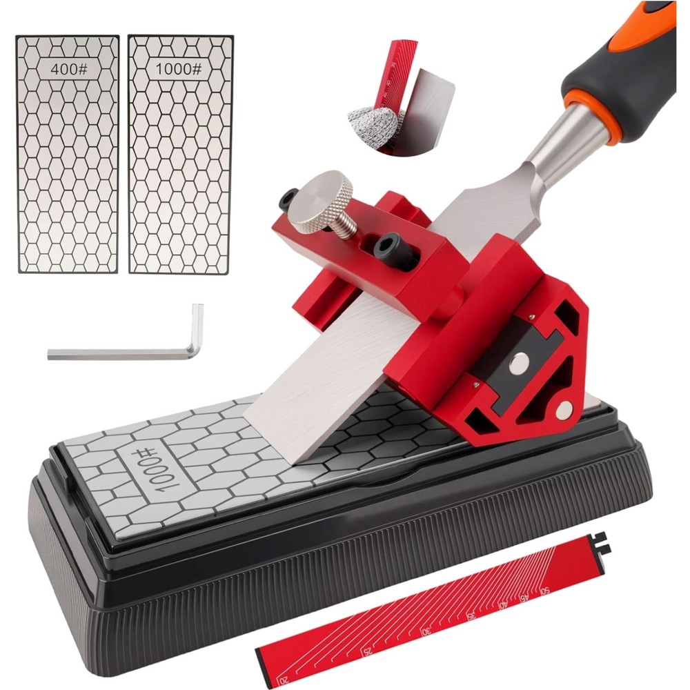 Precision Chisel Sharpening Kit with Honing Guide & Diamond Stone for Woodwork