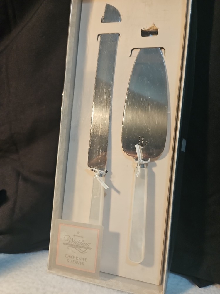Wedding & Reception Bundle Hallmark Cake Knife And Server And Glass Happiness...