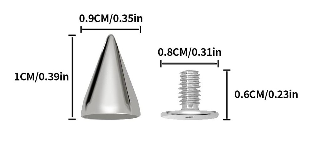 100pcs Cone Spikes Screwback Studs Silver Punk Rivets for DIY Leather Craft