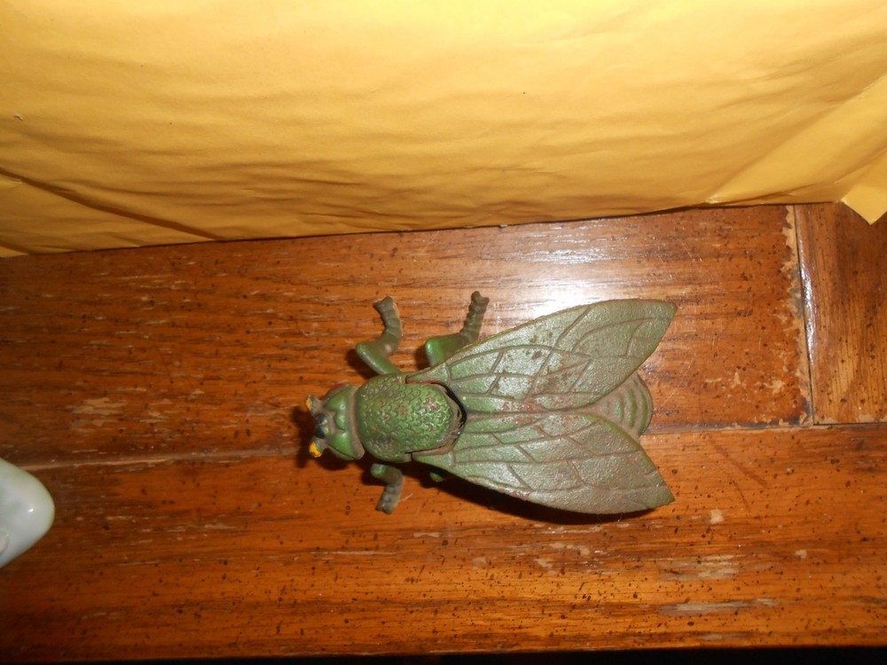 Vintage Cast Iron Match Holder Safe Bug Fly