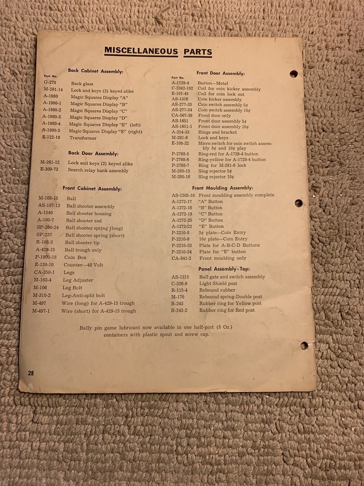 original Show Time Bally pinball MACHINE manual