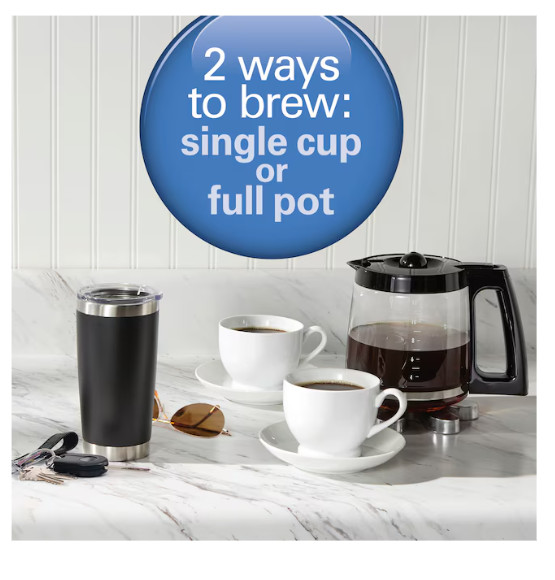 Hamilton Beach 2-Way Coffee Maker 12 Cup Single Serve Programmable Black