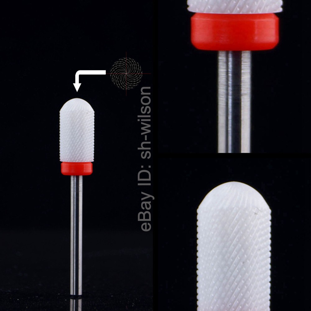 WILSON White Ceramic Nail Drill Bits - Large Rounded Top US SELLER