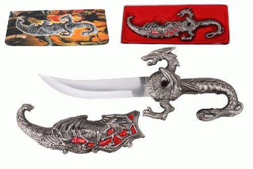 10" Fantasy dragon dagger with gift box (red fitting)