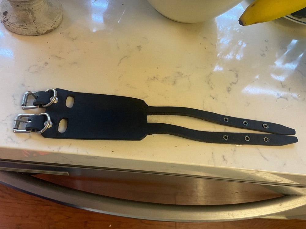 Black Soft Leather Banjo Strap 2 buckles