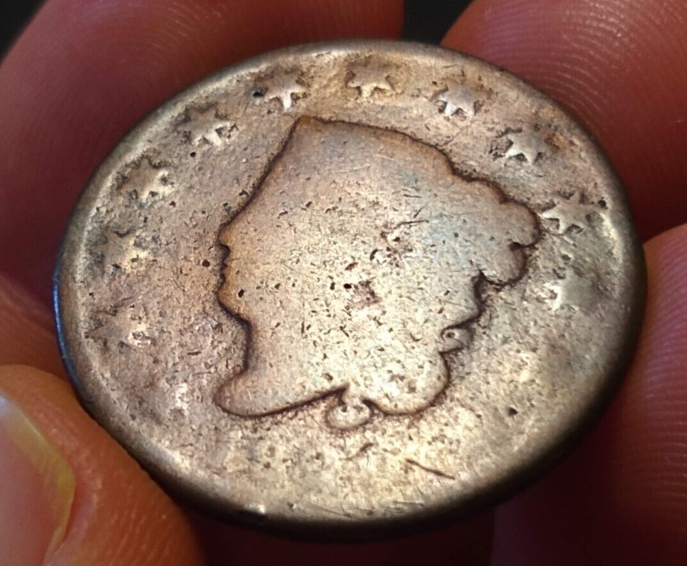 1820 large cent small date n8 variety matron head rare type coin