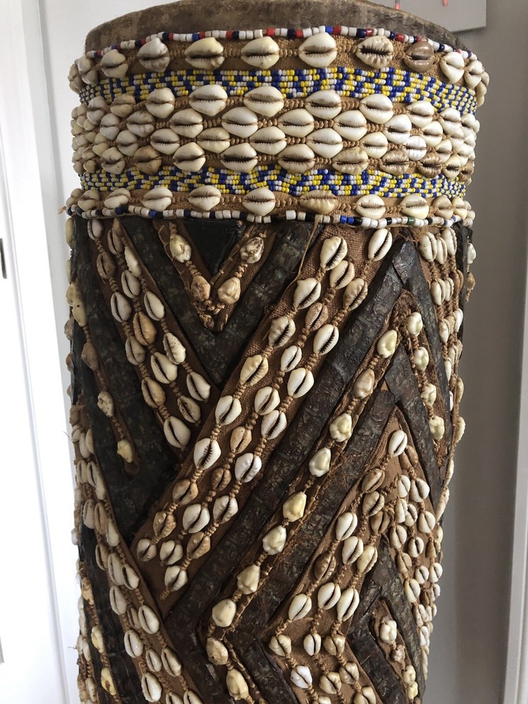 AFRICAN DRUM with Cowery Shell Design
