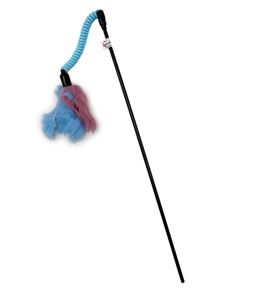 Jumping Rabbit Fur Teaser Wand Cat Toy