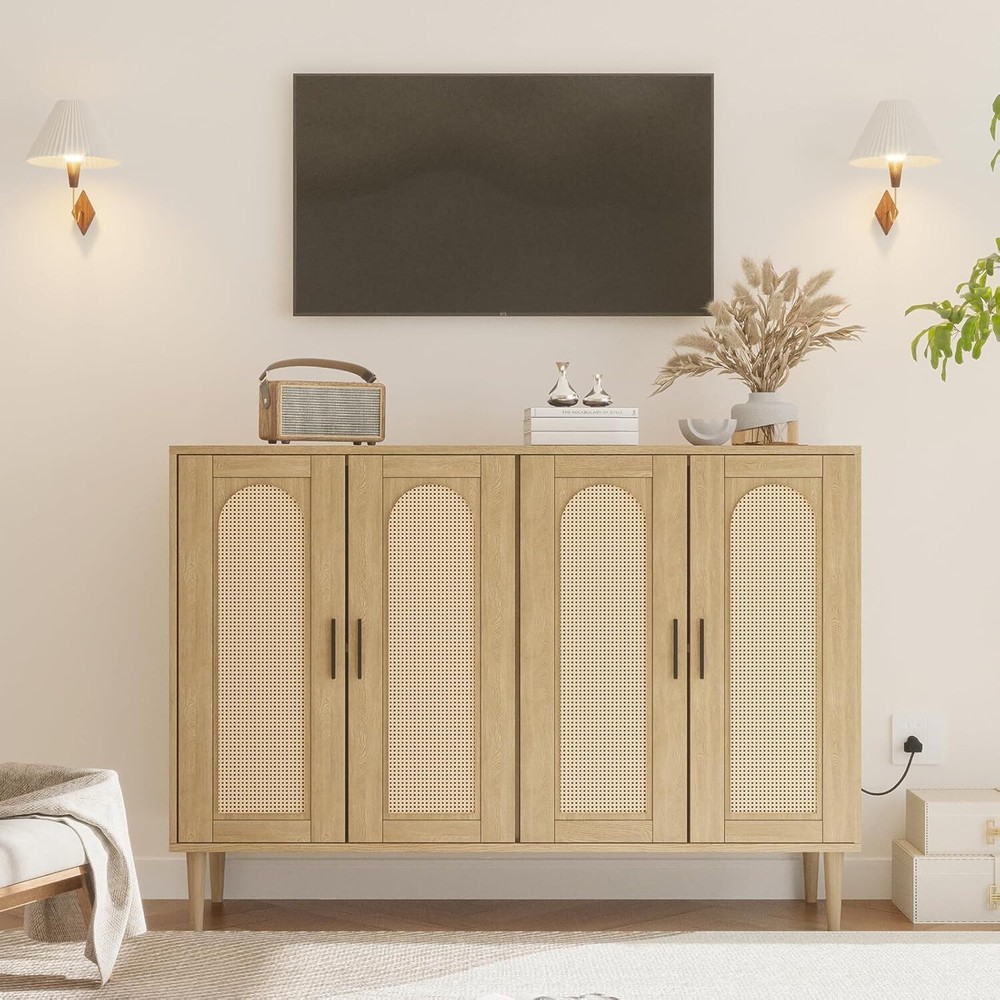 Sideboard Buffet Storage Accent Cabinet Cupboard Kitchen w/ Power Outlet