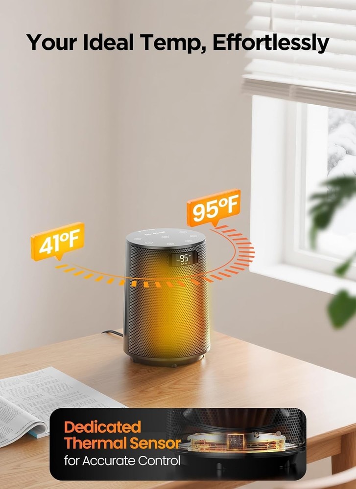 Grey Oscillating Heater with Precision Temperature Control