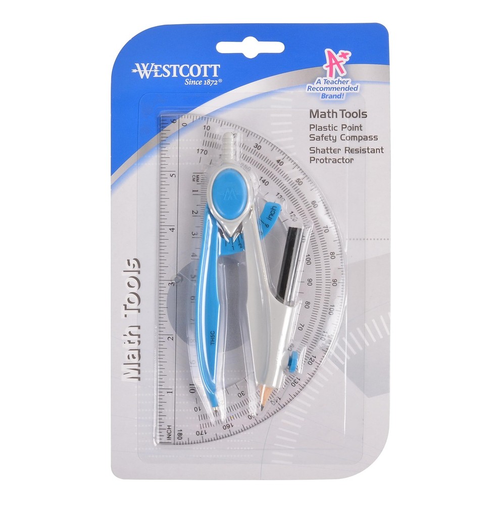 Westcott Compass and Protractor Math 1 Count (Pack of 1), Assorted