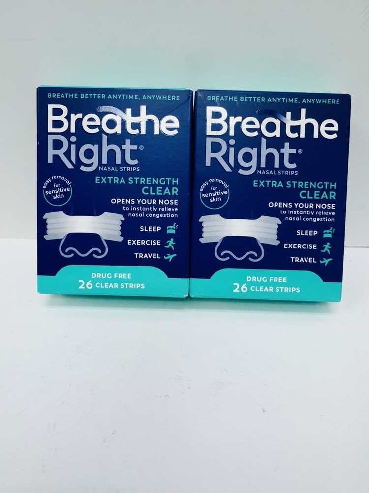 Breathe Right Extra Strength CLEAR 26 Clear Strips X 2