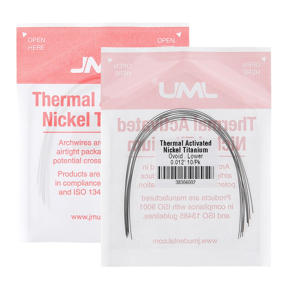 100Pcs JMU Ortho NiTi Archwire Thermal Activated Ovoid Form Round/Rectangular