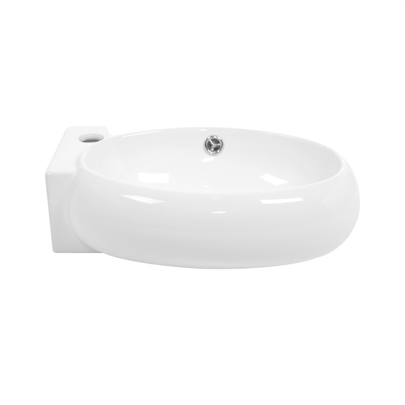 Small Wall Mount Vessel Sink Rectangle Sink White Ceramic Bathroom Sink-Left