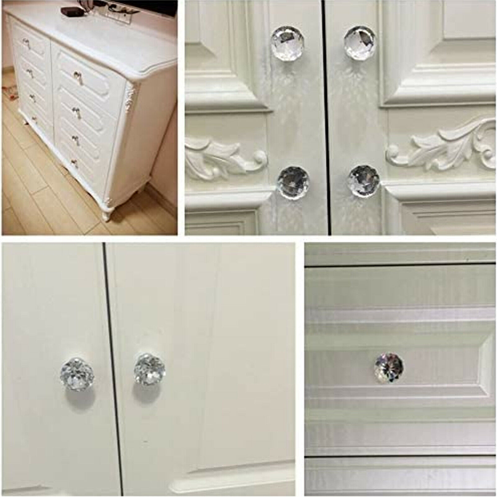LOT Crystal Glass Knobs Drawer Pulls Diamond Shape Kitchen Cabinet Dresser Pulls