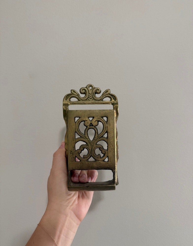 Ornate Brass Wall Mount Matchbox Holder
