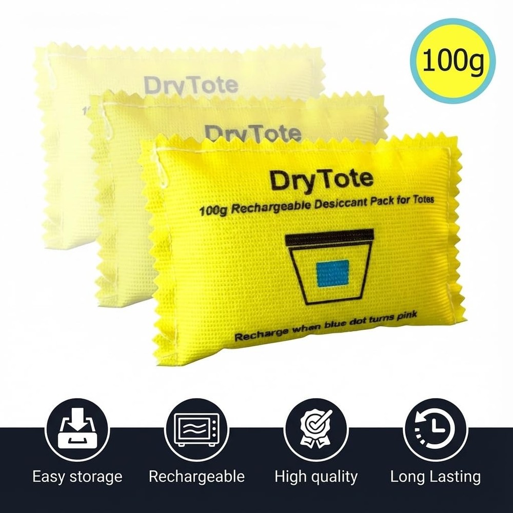 DryTote Rechargeable Desiccant Pack, Ultimate Moisture Absorption, Yellow