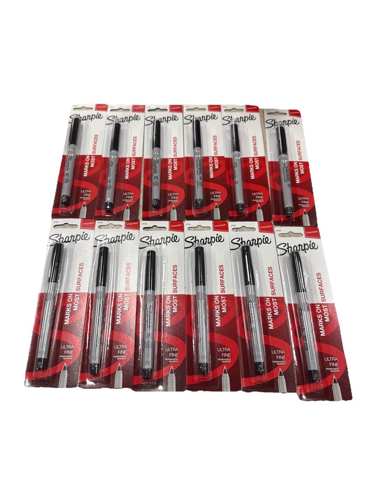 Sharpie Permanent Marker, Ultra Fine Point, Black - 12 Pack