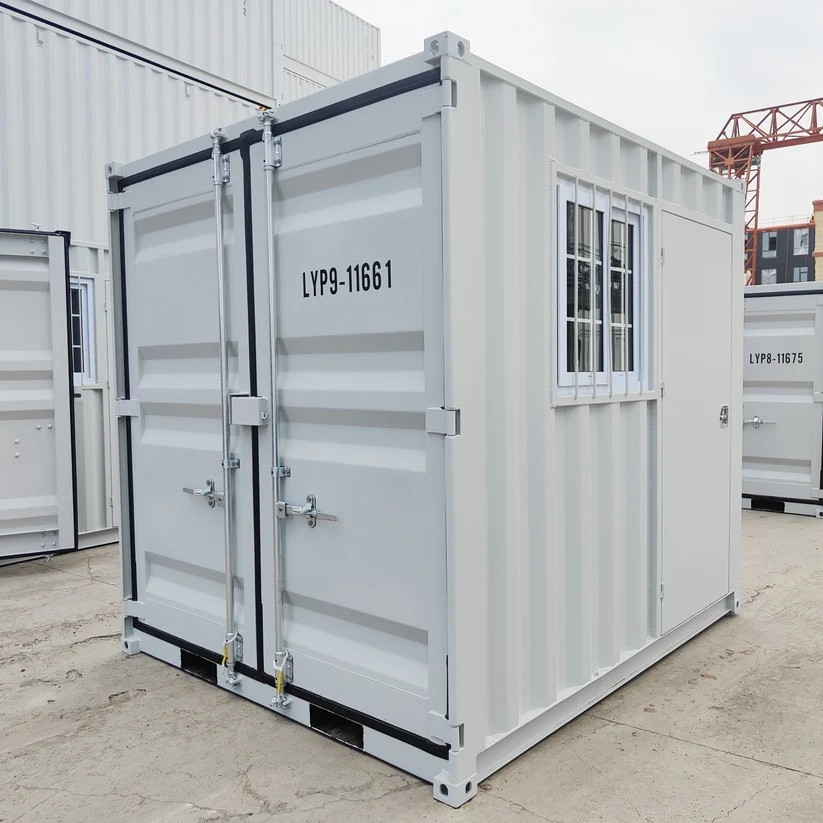 9ft Portable Storage Conex Box Container w/Lockbox & Windows | Office Workshop