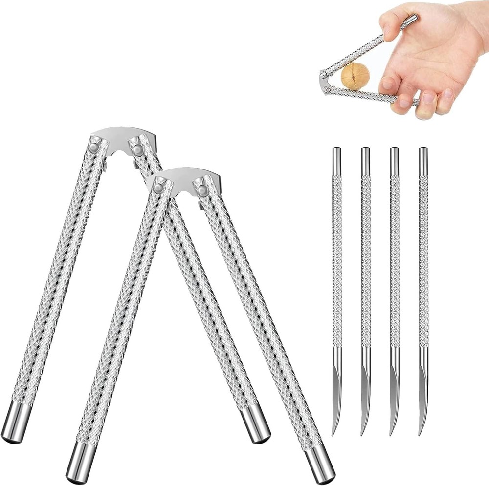 Nut Cracker 2Pcs and 4 Picks,Stainless Steel Tool Set for...